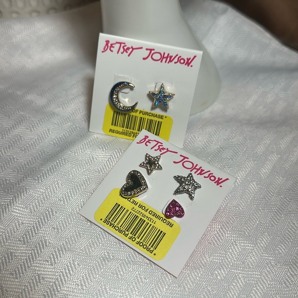 Betsey Johnson earrings New stars moon heart - Picture 5 of 6